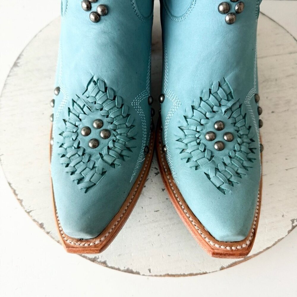 Lane COSSETTE Womens Cowboy Booties 6.5 Western Cowgirl Blue Short Ankle Boots - Picture 7 of 13
